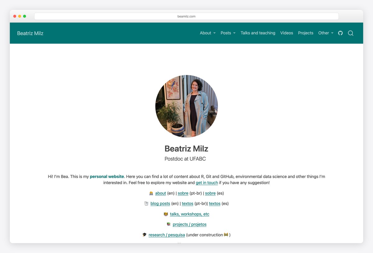 Beatriz Milz data science portfolio website