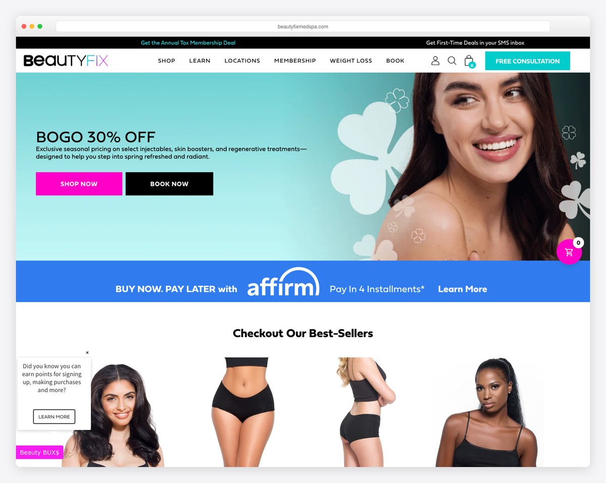 beautyfix medspa website