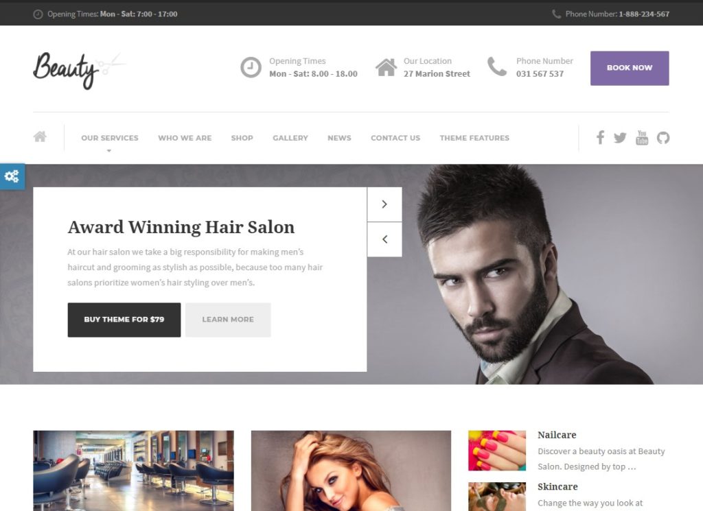 Beauty | Hair Salon, Nail, Spa, Fashion WordPress Theme