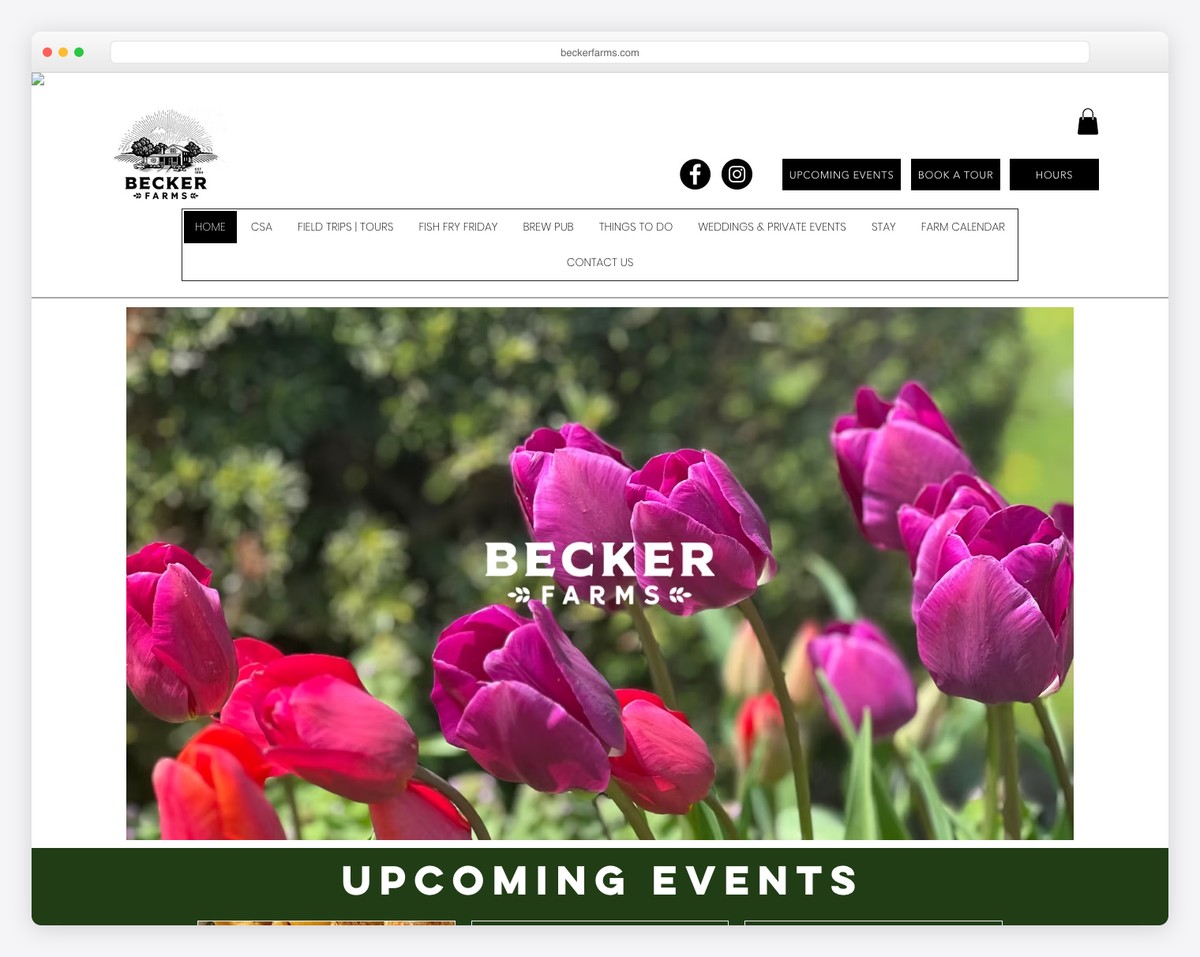 becker farms & vizcarra vineyards website example