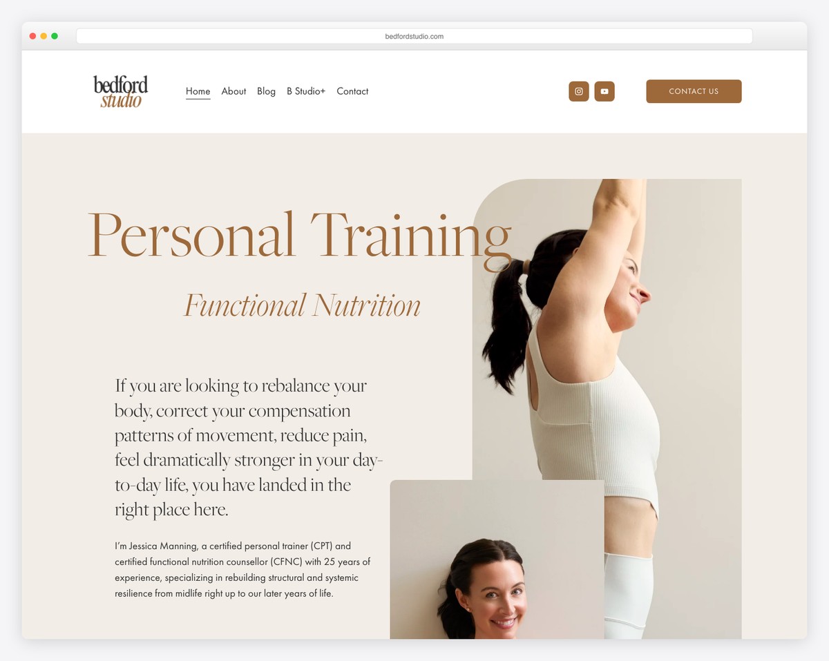 bedford studio (jessica manning) website example