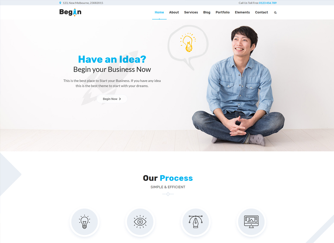 Begin Startup | Business, Startups WordPress Theme