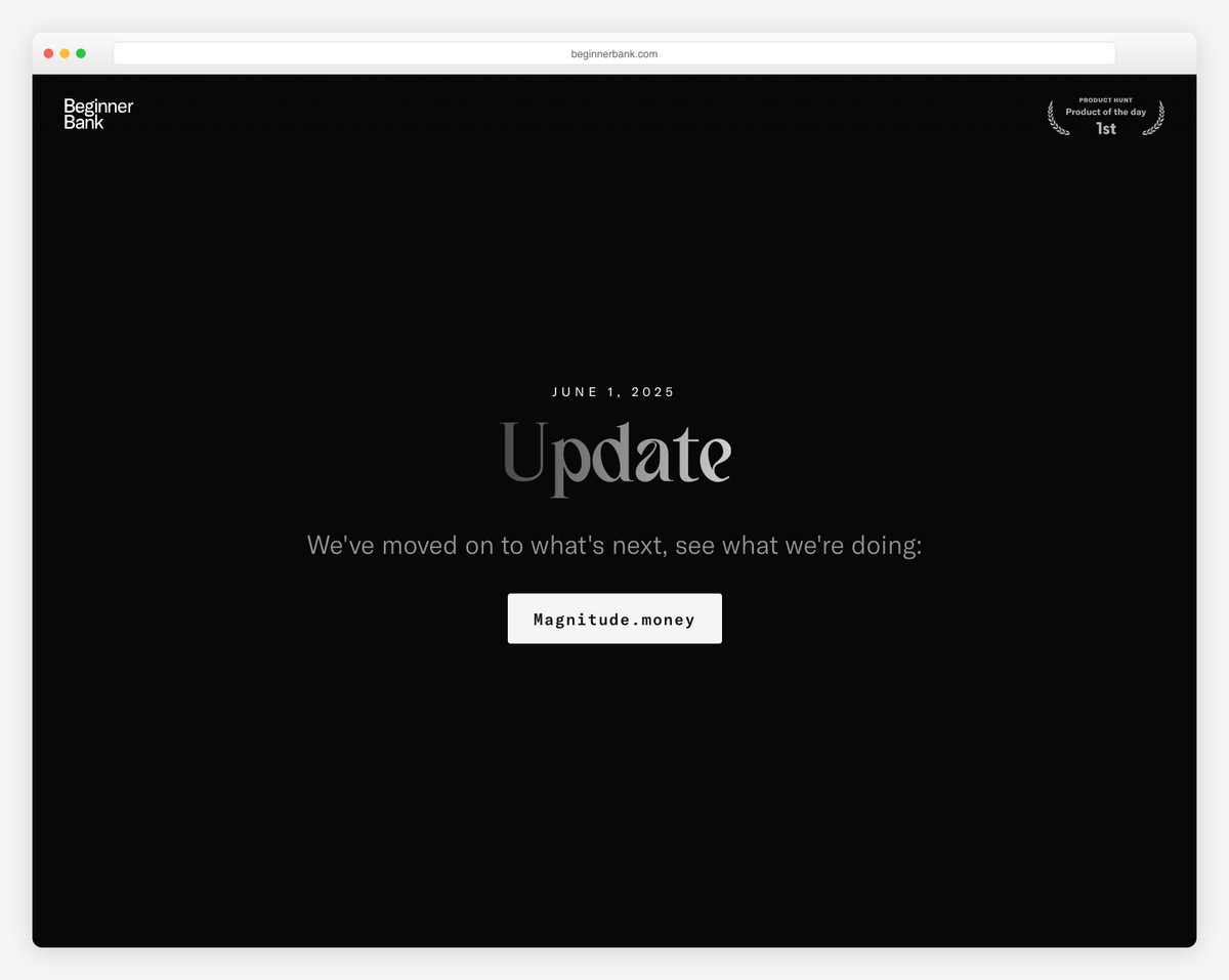 beginner bank clean website example - blank and white website