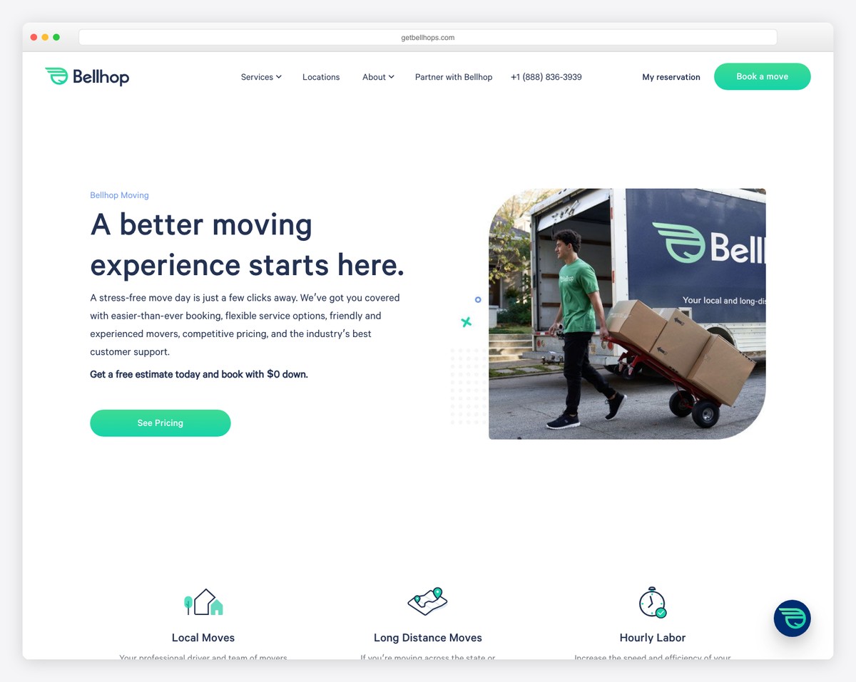 bellhop moving company website
