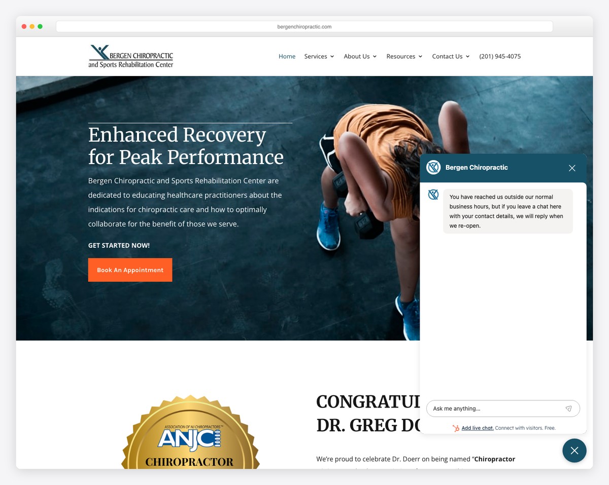 Bergen Chiropractic website