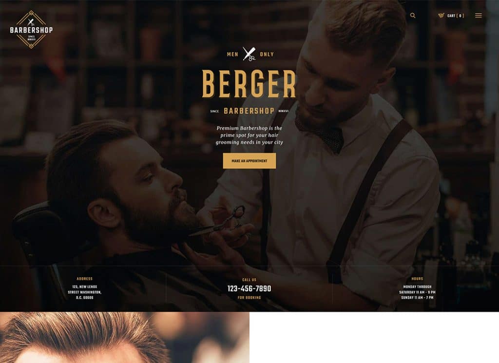 Berger - Barbershop and Hairdresser + Tattoo Salon WordPress Theme