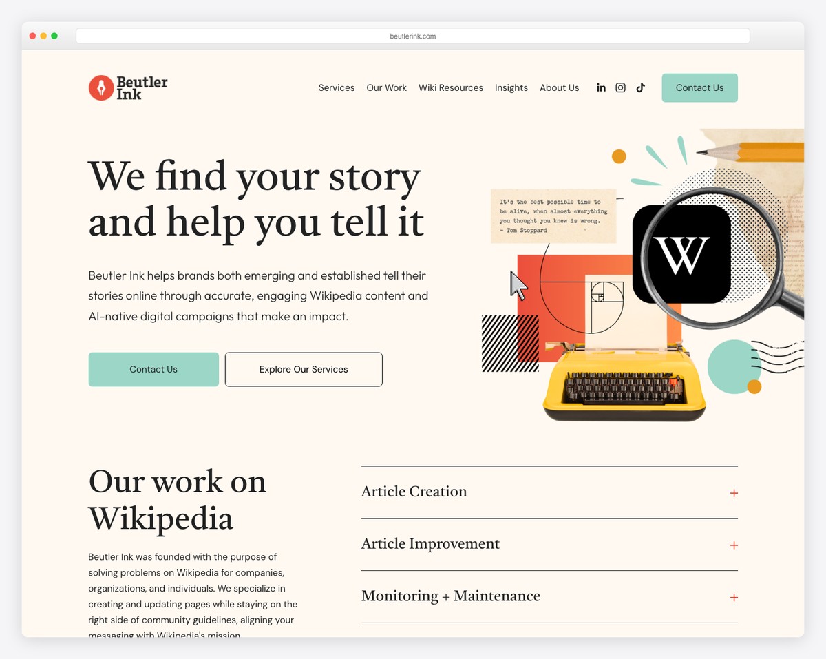 beutler ink consulting website example