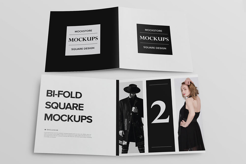 bifold square brochure mockup