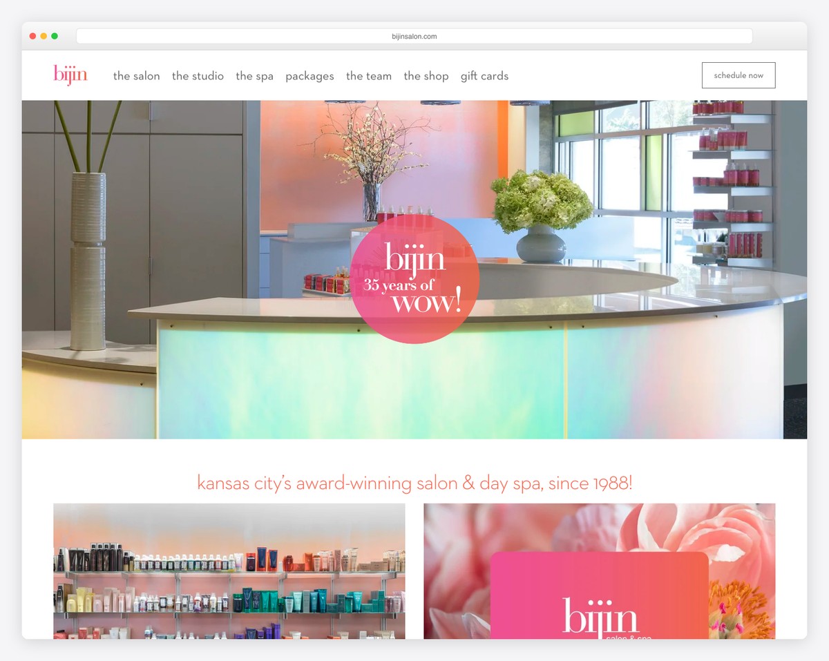 bijin salon & spa website example