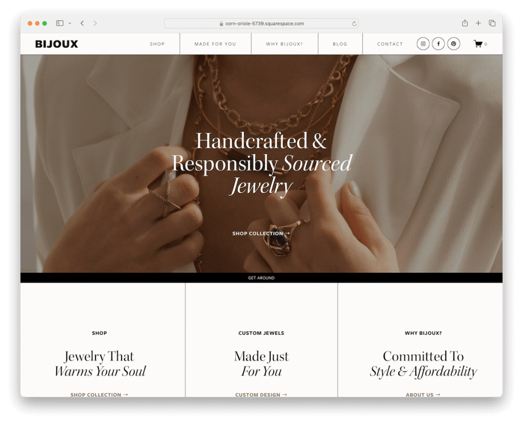 bijoux squarespace jewelry template