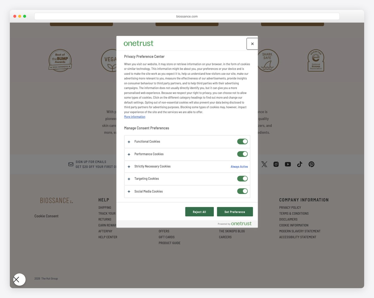 biossance website example