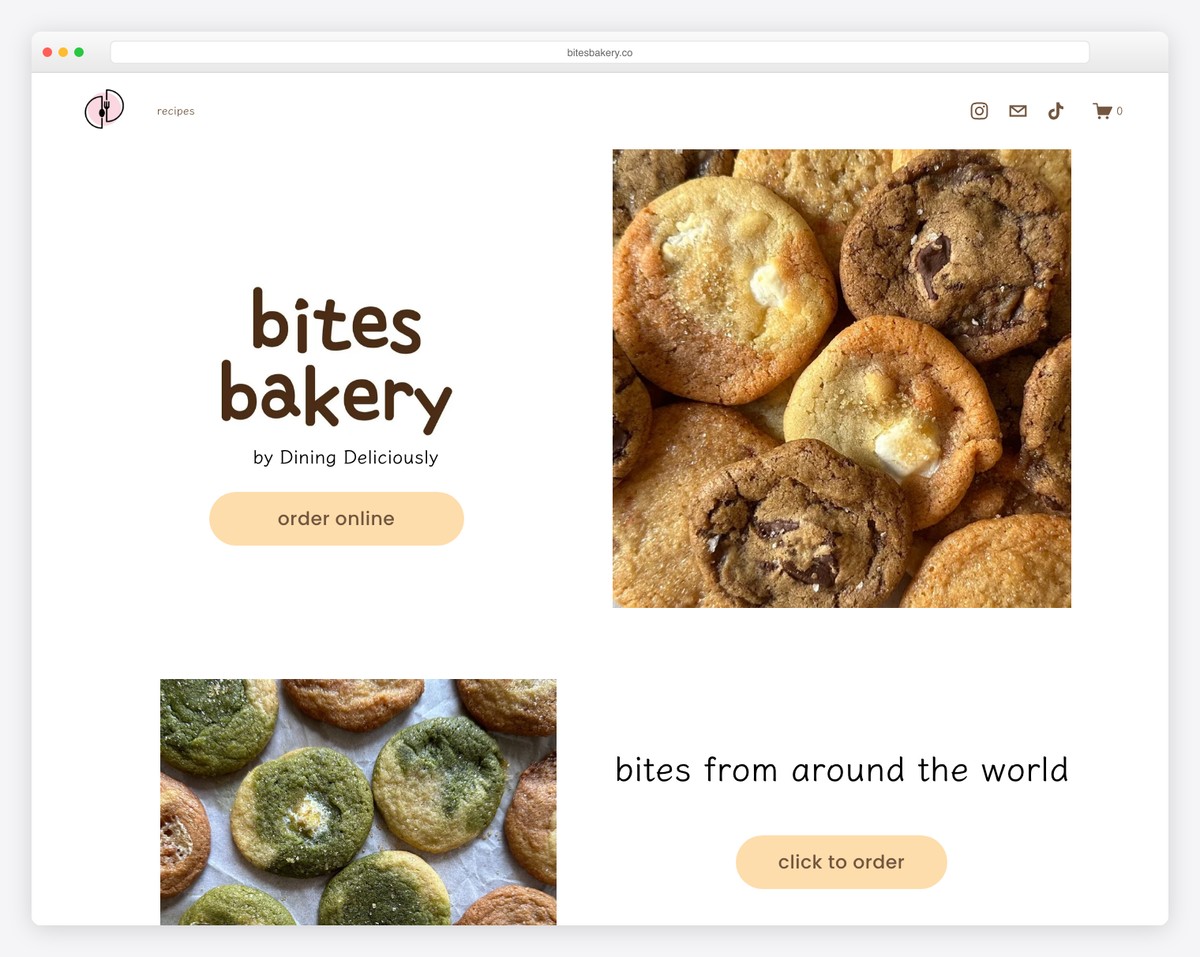 bites bakery website example