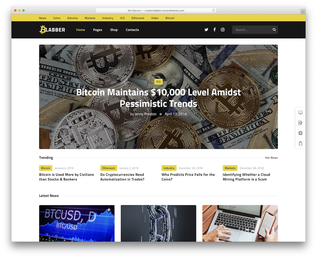 blabber cryptocurrency website template