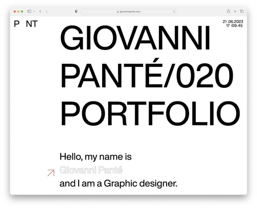 black and white portfolio design example