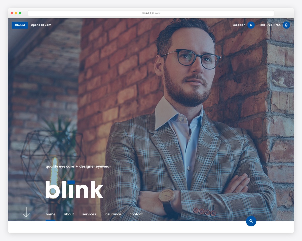 blink optometry website example