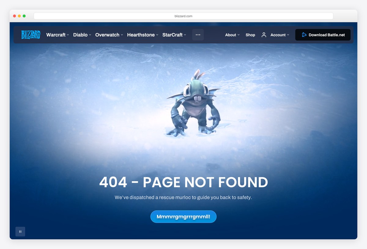 Blizzard 404 page design