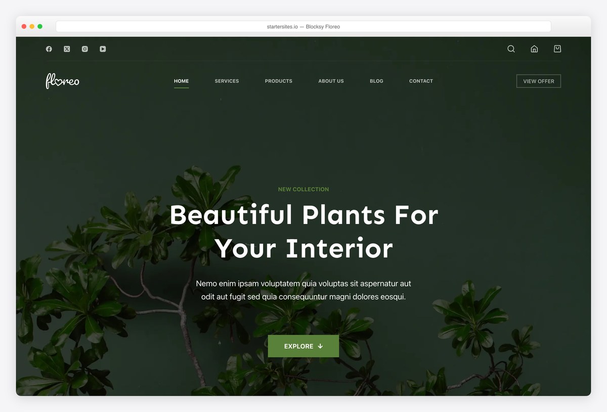 Blocksy Floreo free plant shop starter site