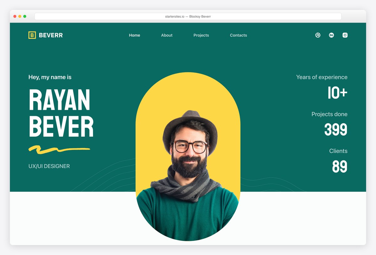Blocksy Beverr free freelancer starter site