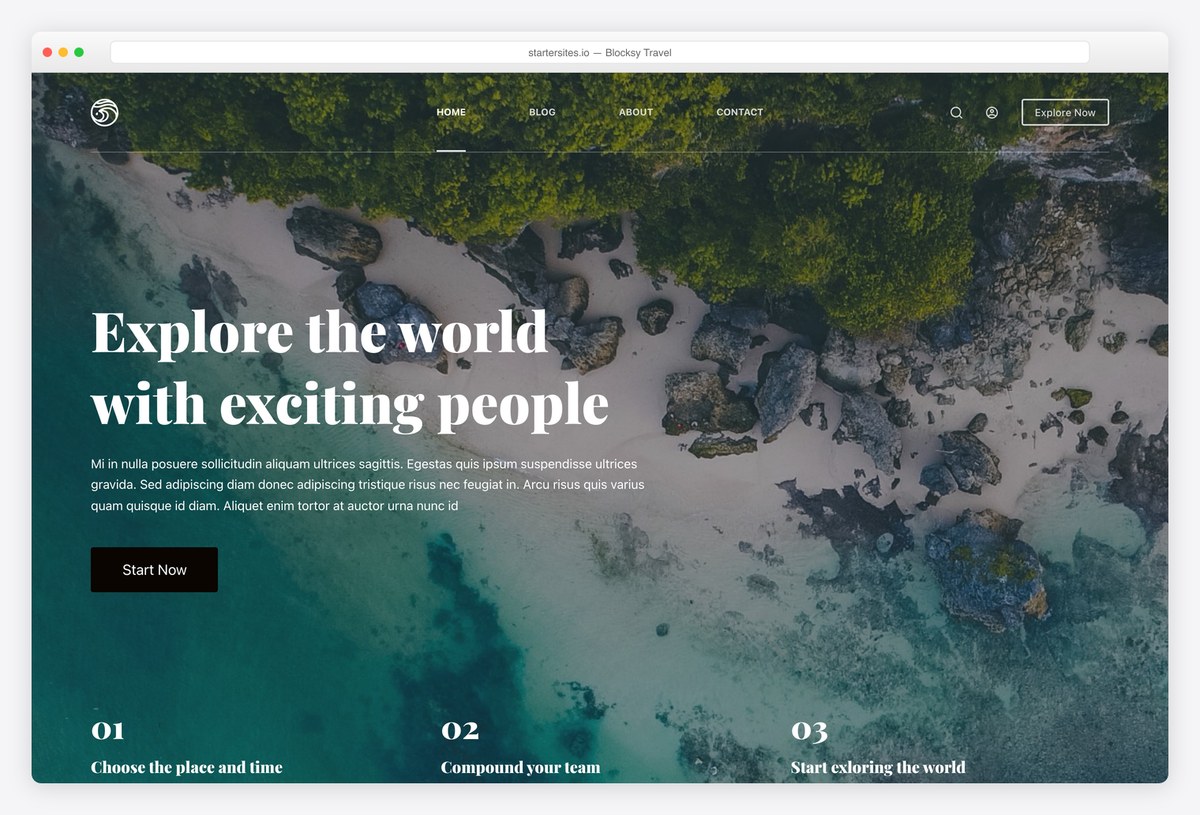 Blocksy Travel free starter site