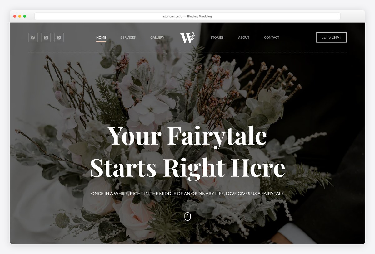 Blocksy Wedding free starter site