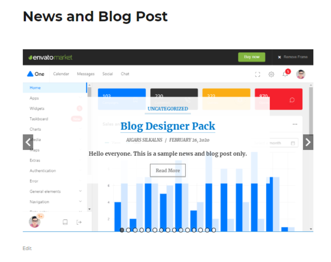 News and Blog Designer Pack Preview section