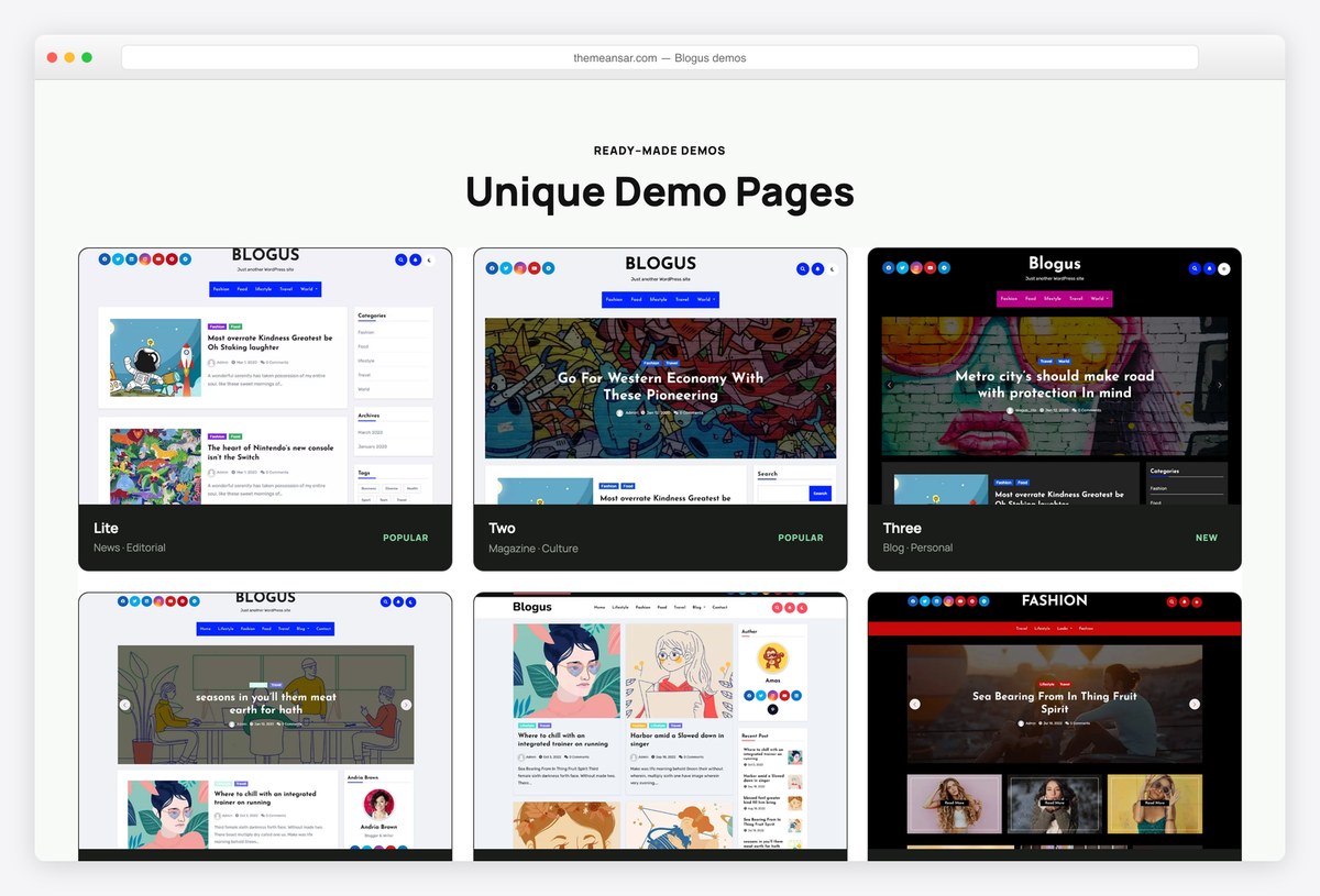 Blogus free WordPress blog theme demos