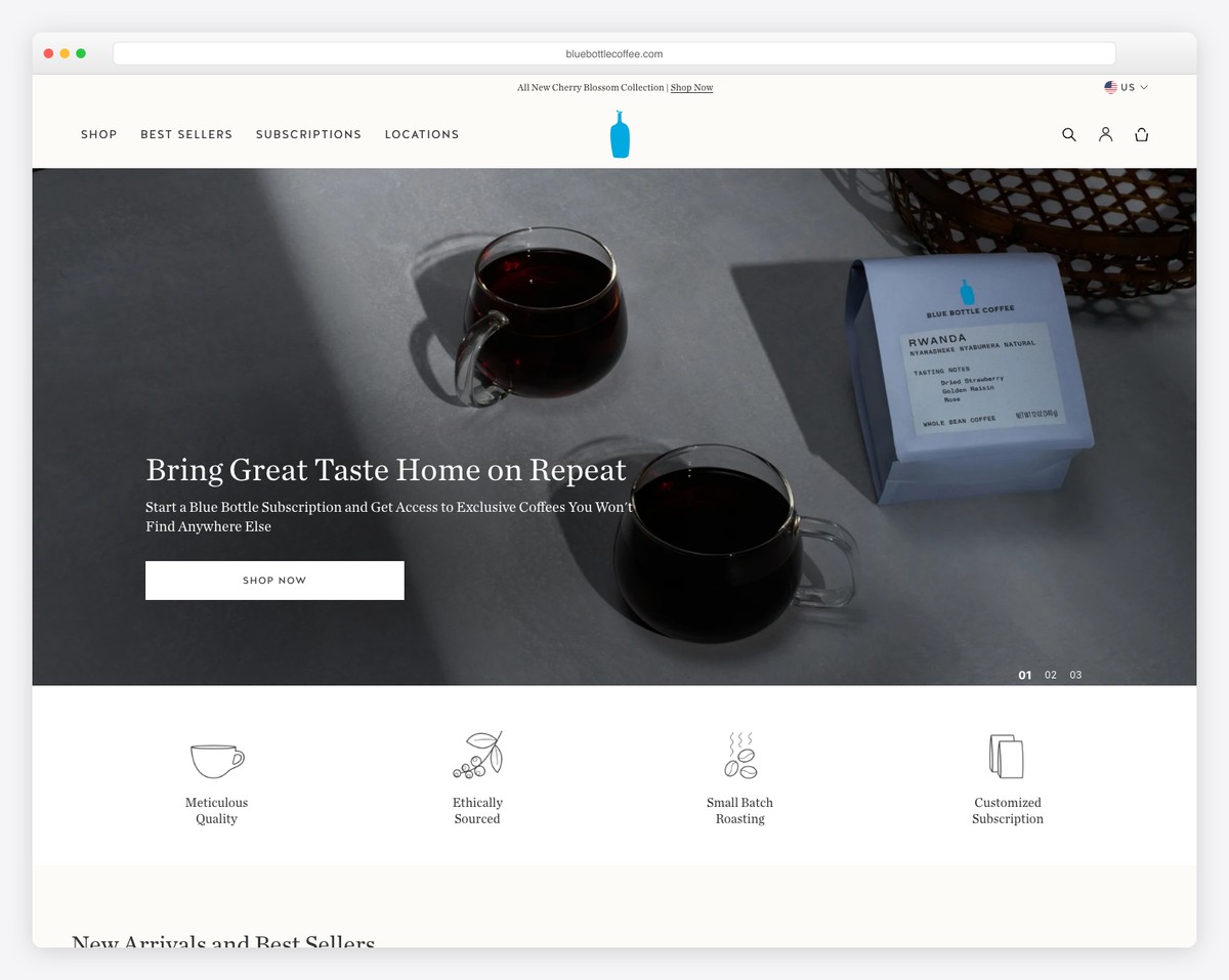 blue bottle coffee food website example