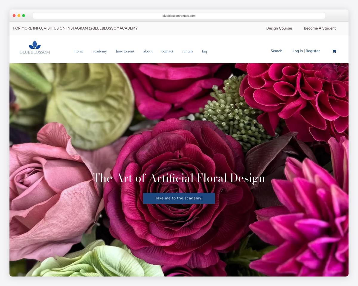 blue blossom rentals website example