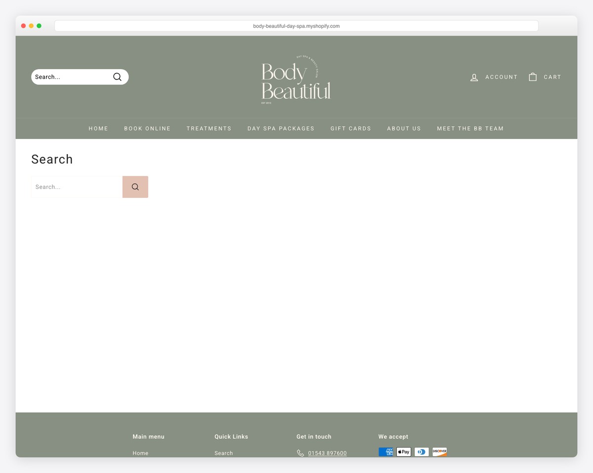 body beautiful day spa website example