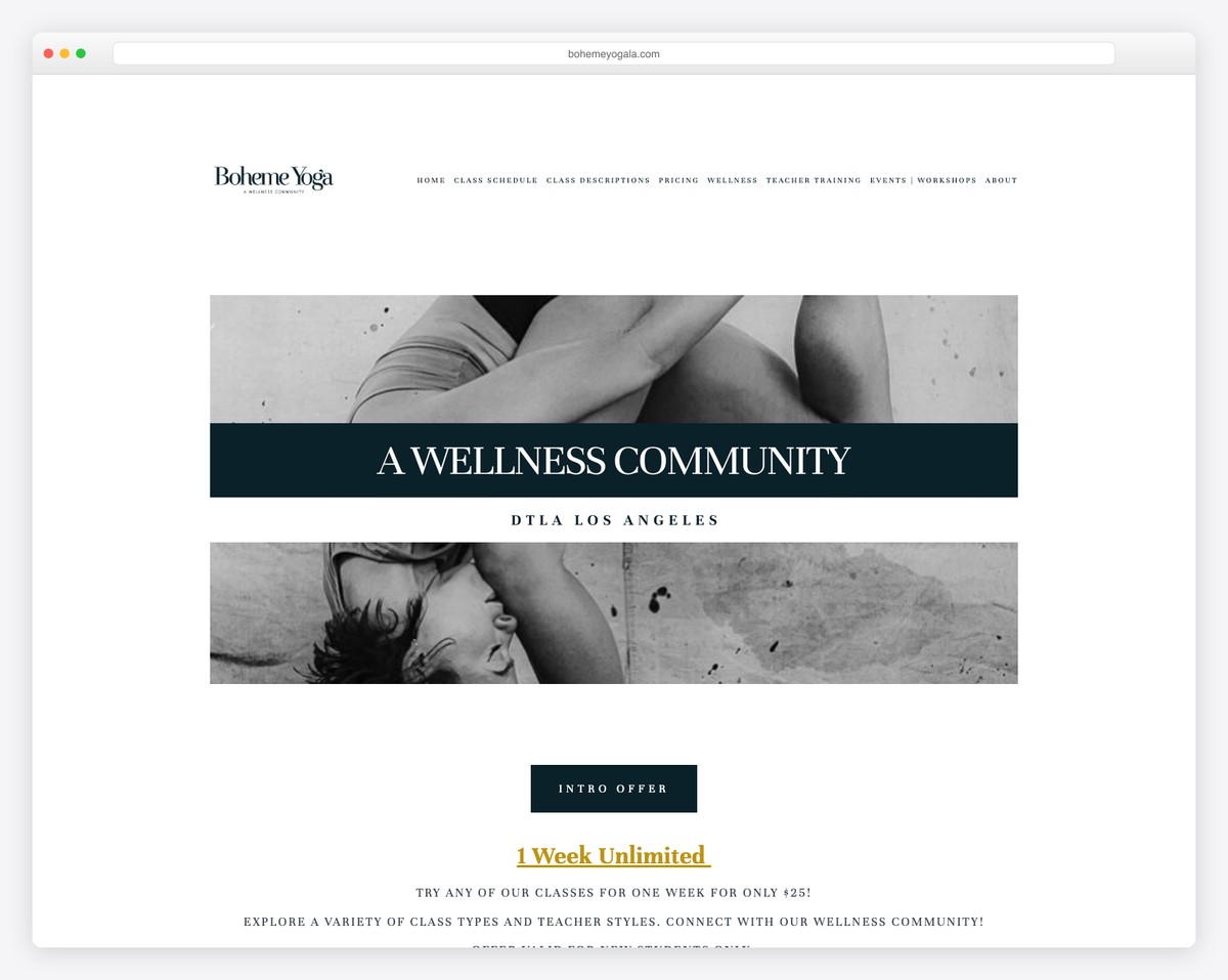 boheme yoga la studio website