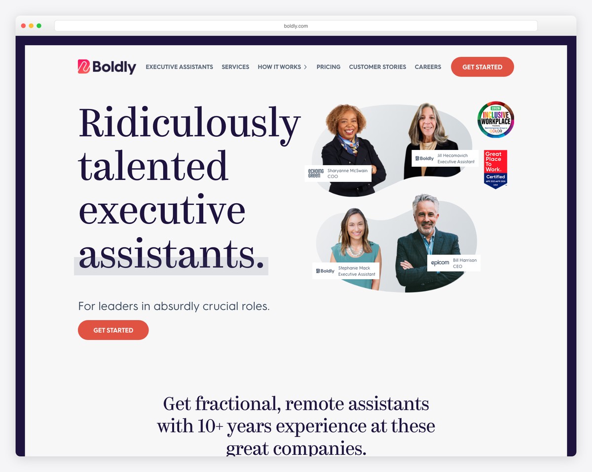 boldly website example