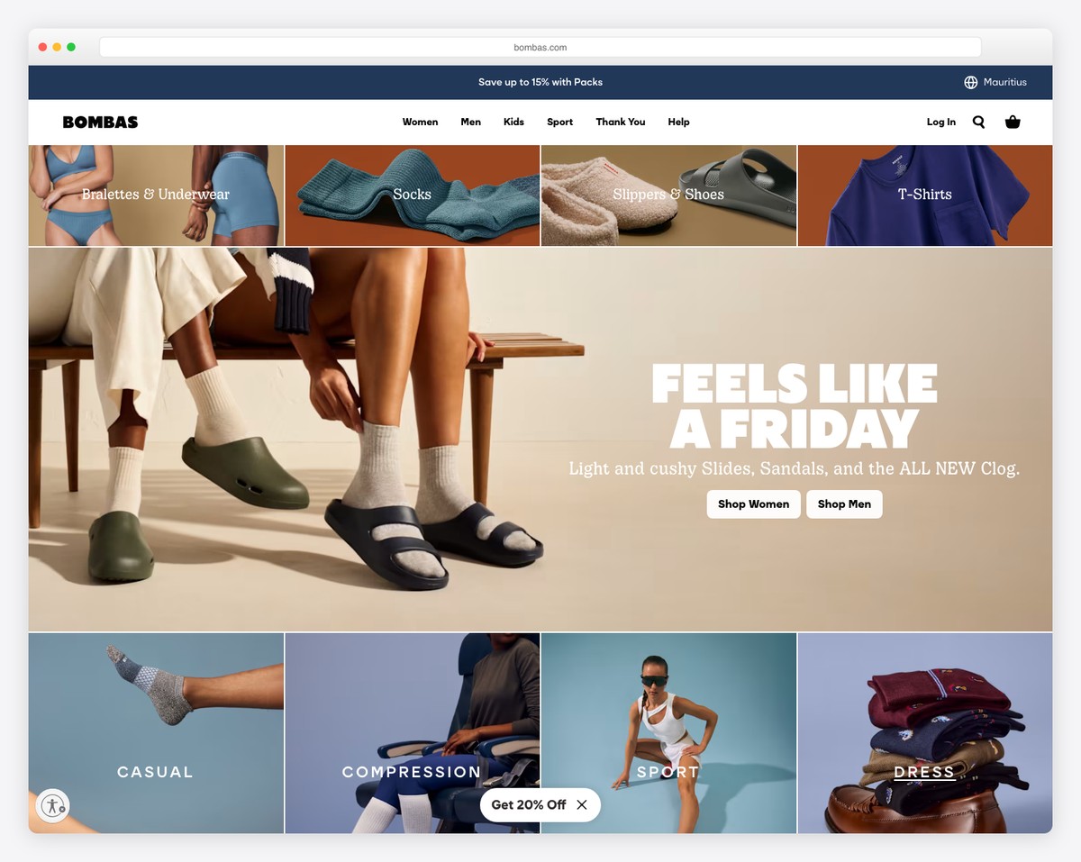 bombas website example