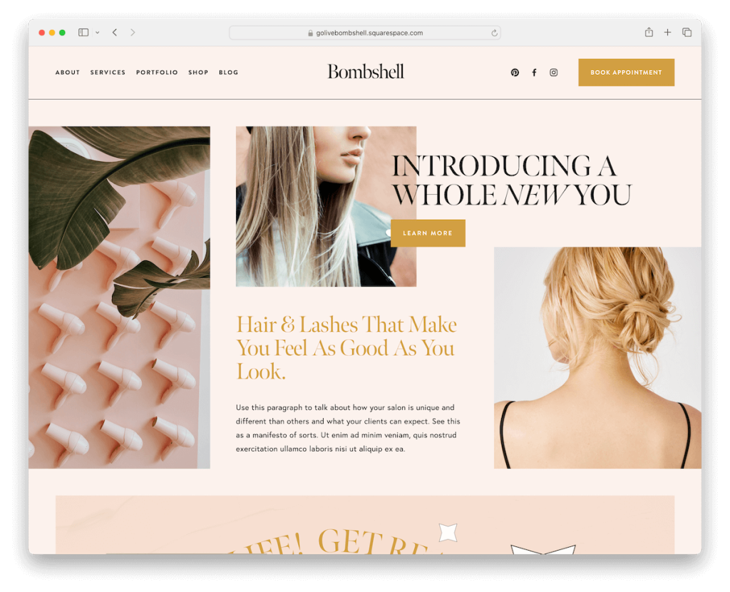 bombshell squarespace beauty template
