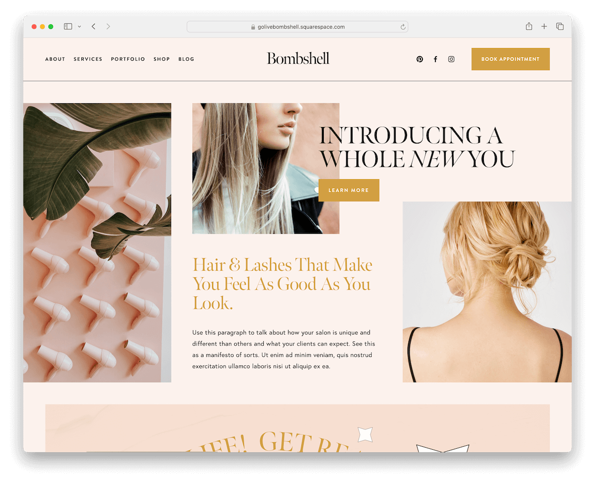 bombshell squarespace beauty template