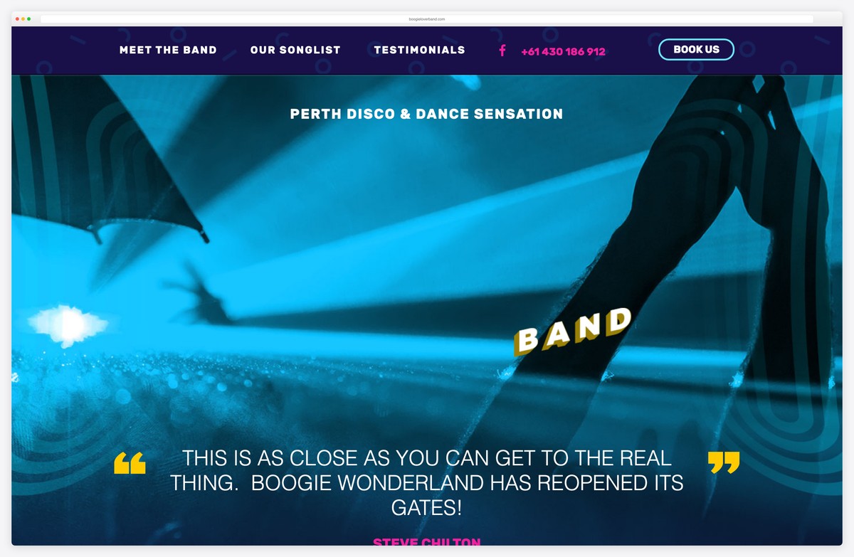 boogie lover band disco retro website example