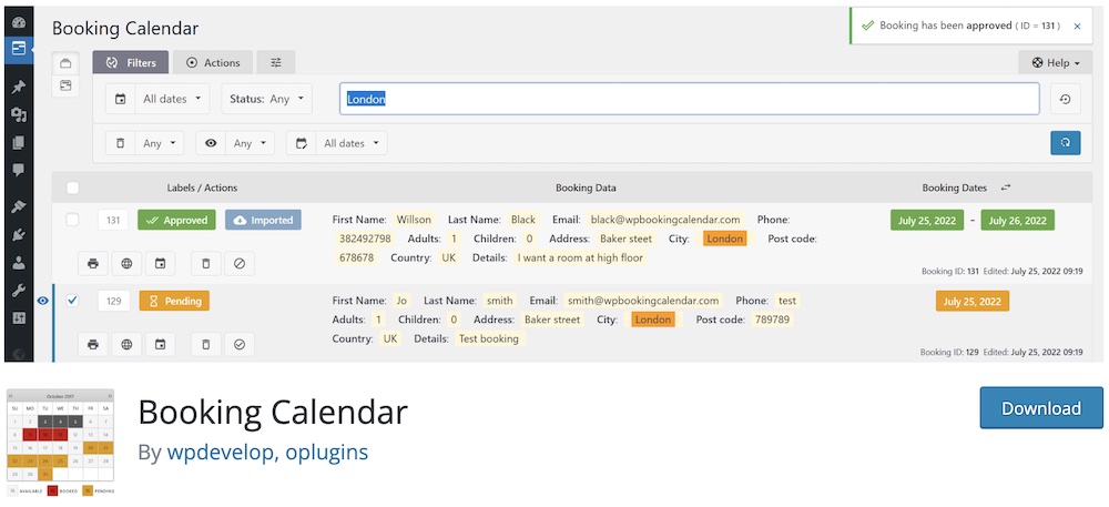 booking calendar free wordpress plugin