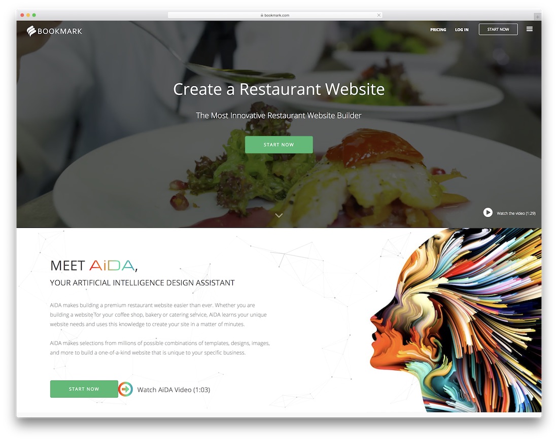 bookmark restaurant website builder