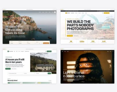 Free Bootstrap 6 website templates — Lantern hotel, Bedrock construction, Haven Homes real estate and Silver Halide photography template screenshots