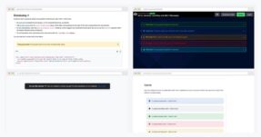 Grid of four free Bootstrap alert examples — Bootstrap docs dismissible warning, neon card-style success messages, dark cookie consent banner, and Material-styled alerts with icons