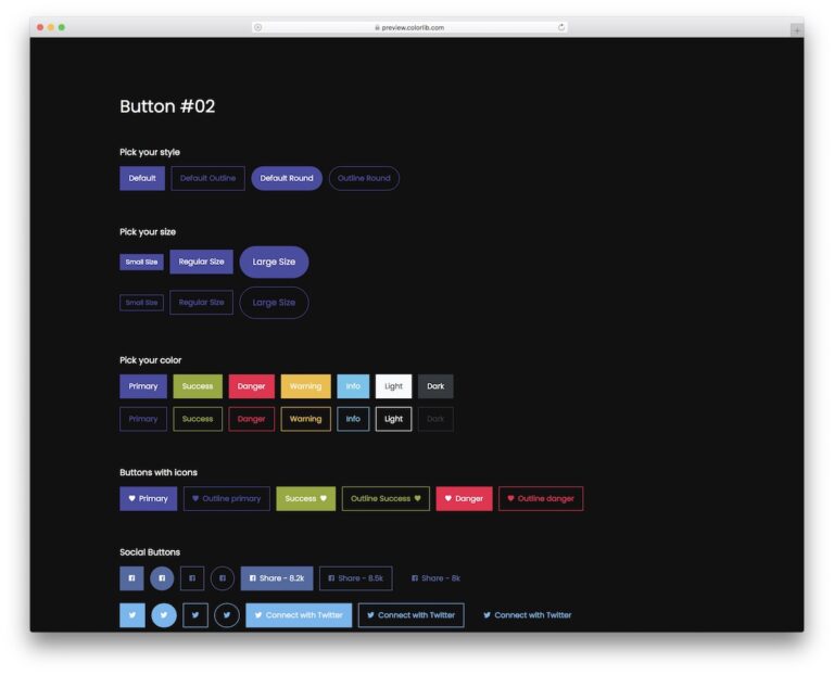 Bootstrap Buttons V12 - Free Dark Buttons 2026 - Colorlib