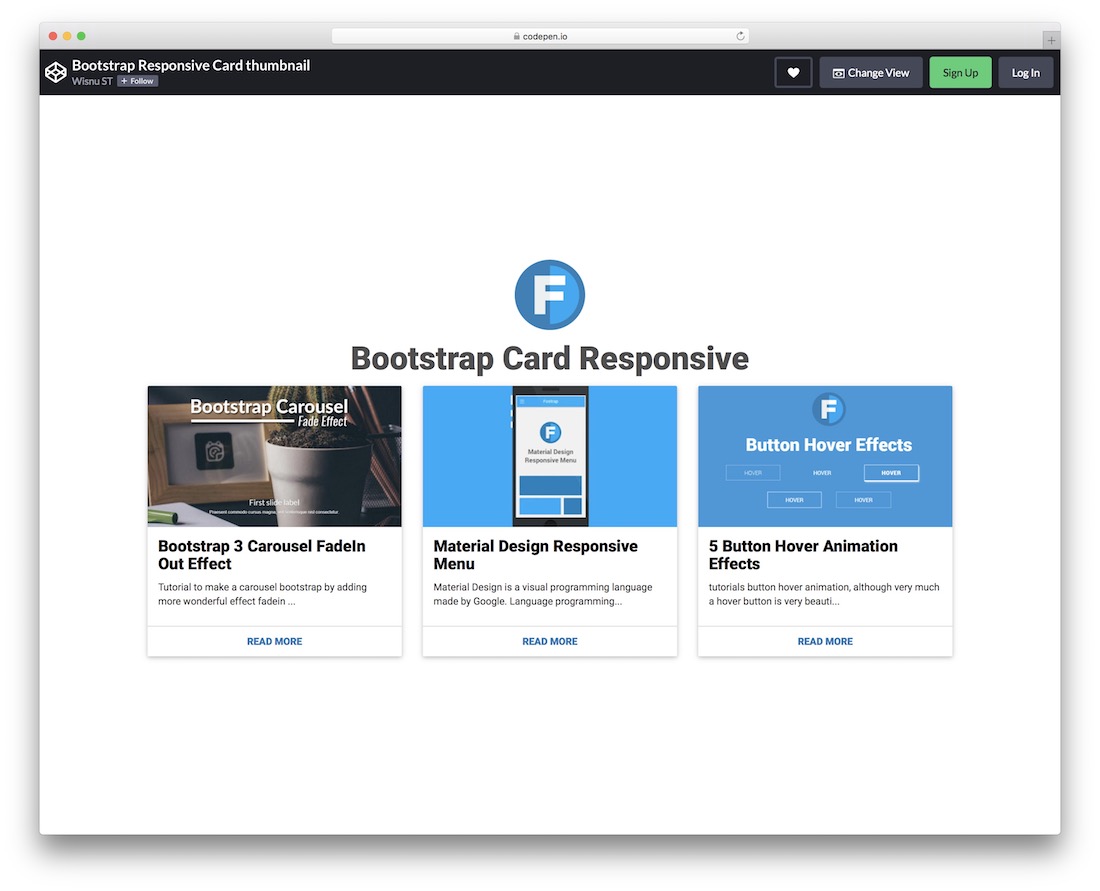 bootstrap card with thumbnail
