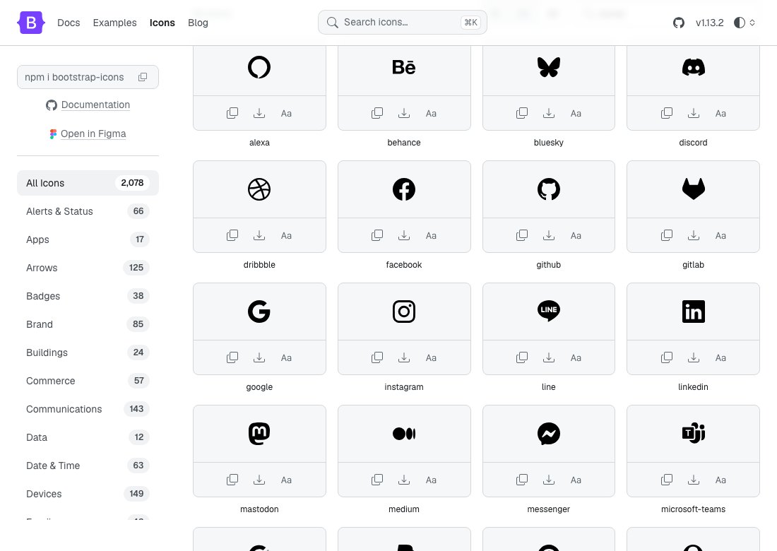 Bootstrap Icons social media icons