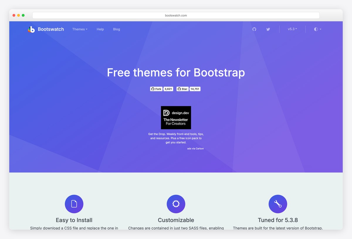 Bootswatch homepage built with Bootstrap