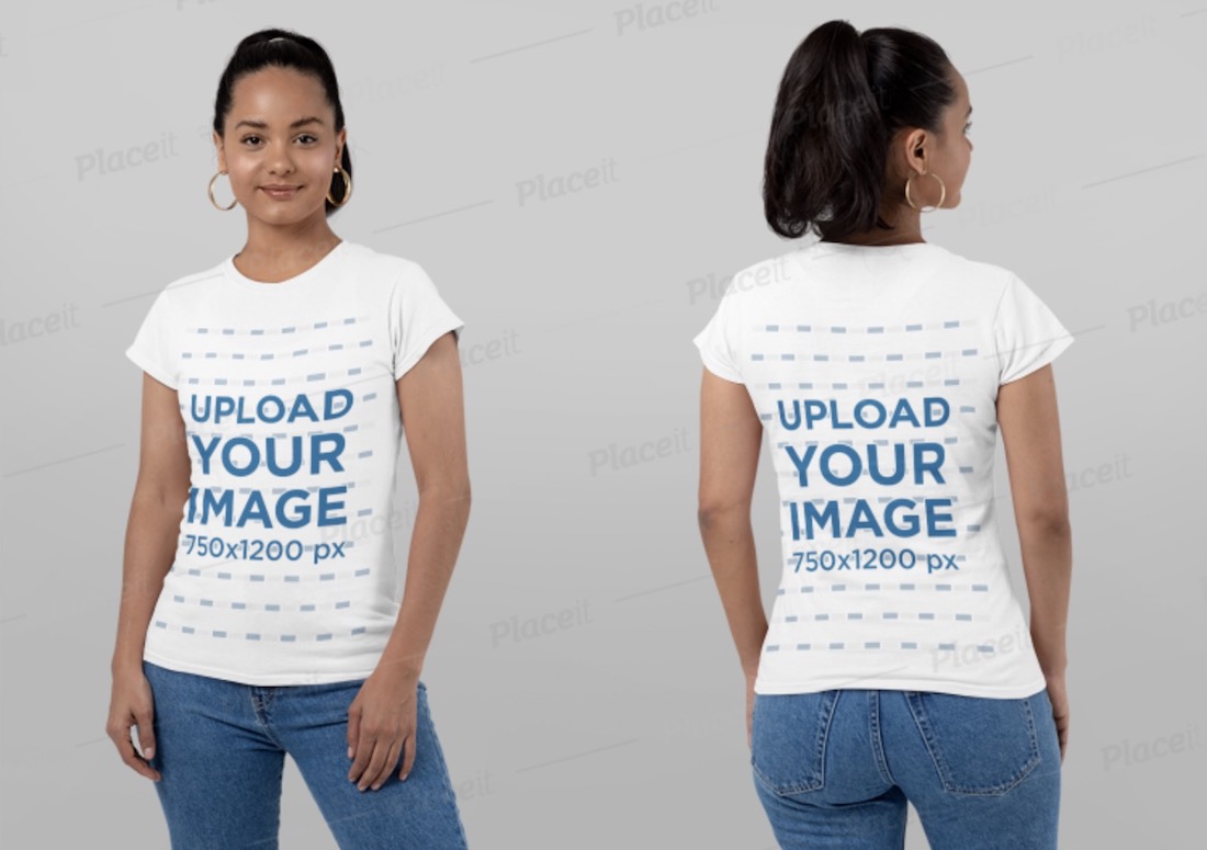 both sides mockup of a woman wearing a t-shirt