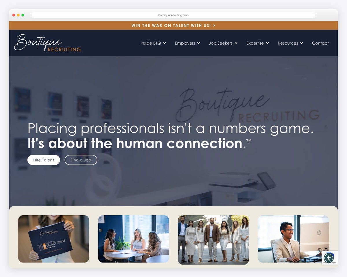 boutique recruiting website example