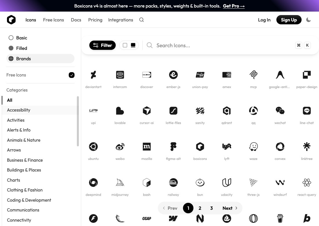Boxicons free brand icons