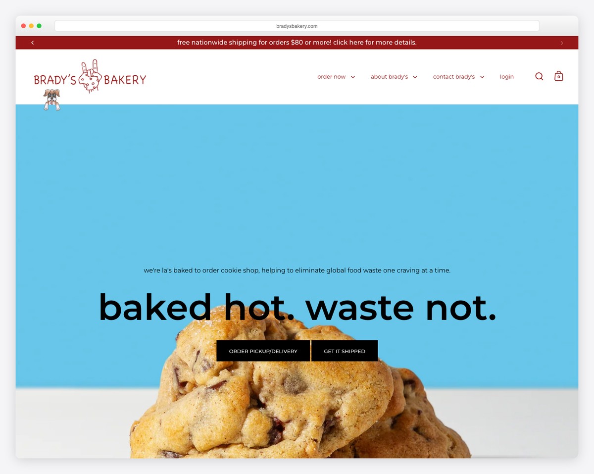 brady's bakery website example