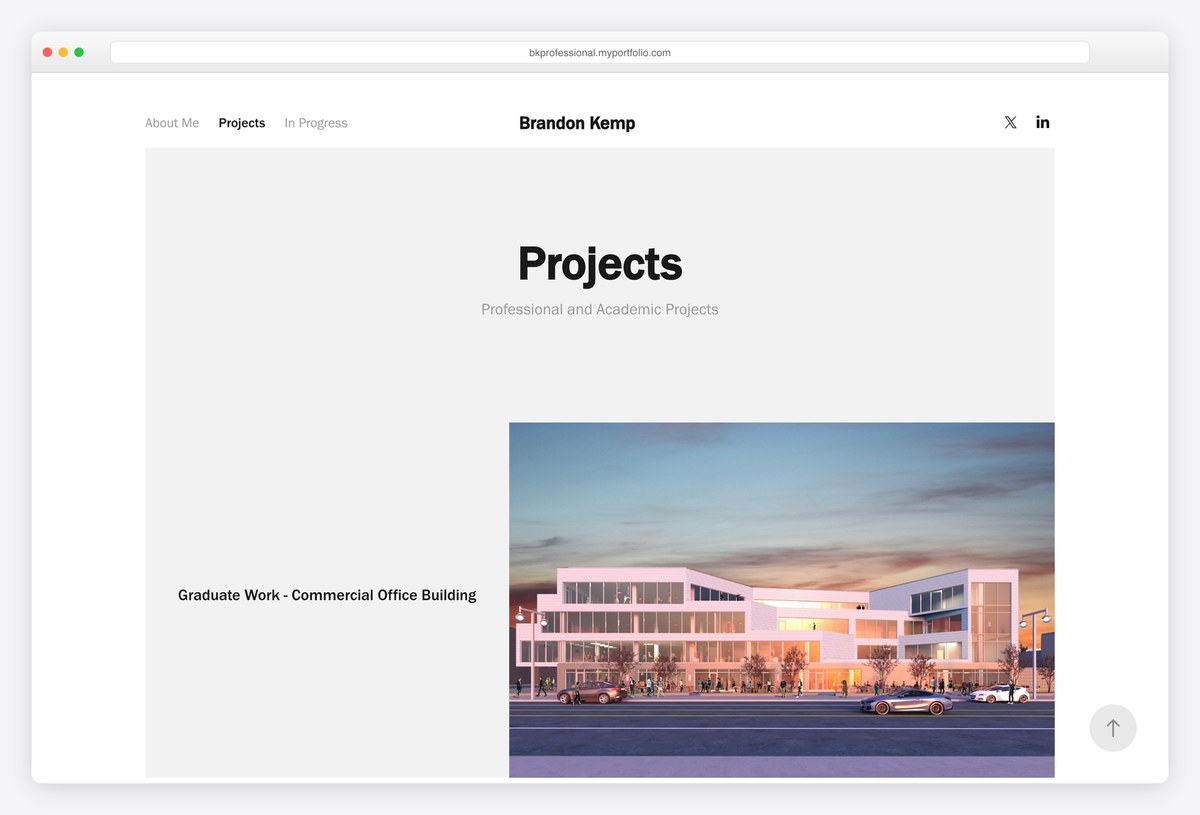 Brandon Kemp architecture portfolio website
