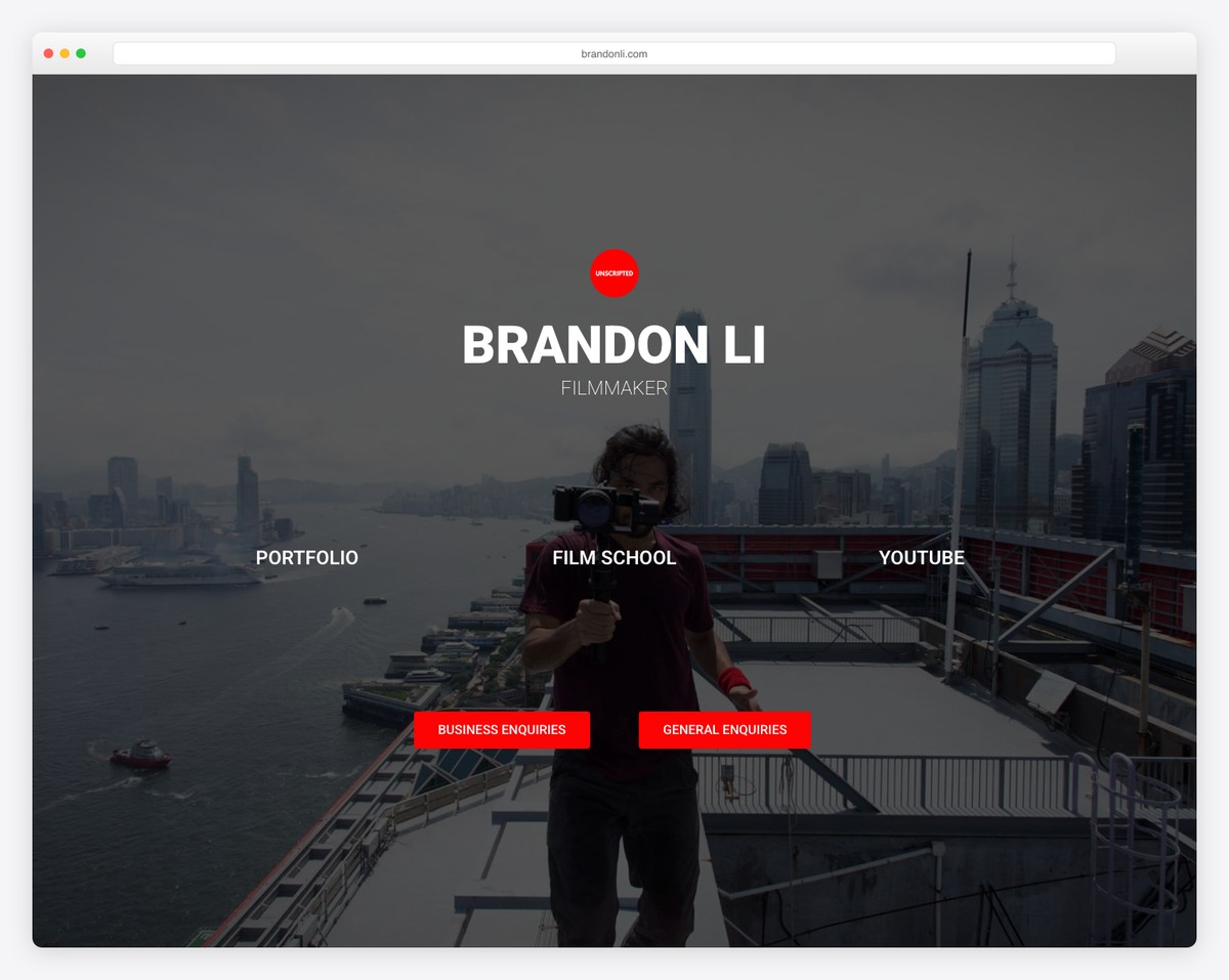 brandon li videographer website example