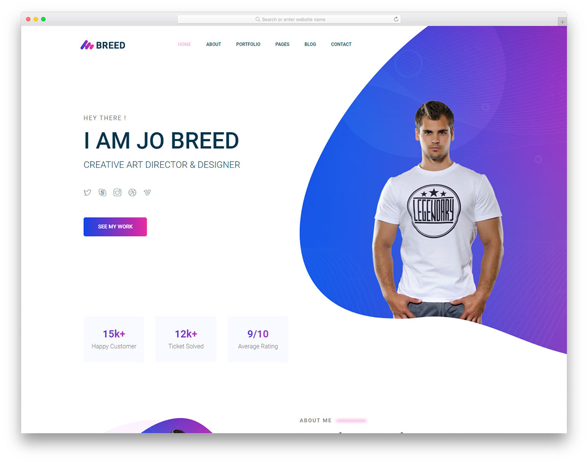 breed2 free template for personal portfolio website